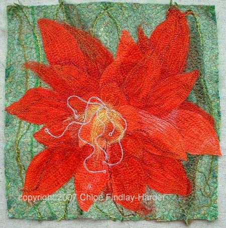 cactus bloom original art quilt by chloe findlay-harder